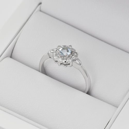 Zlatý zásnubný prsteň s akvamarínom a diamantmi Earthia