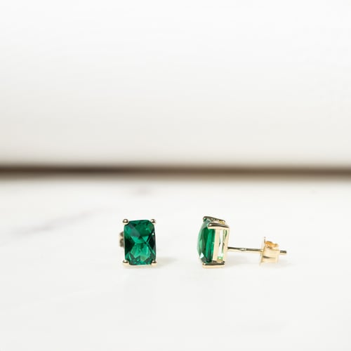 Zlaté náušnice s emerald smaragdmi Haley