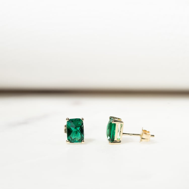 Zlaté náušnice s emerald smaragdmi Haley 132628