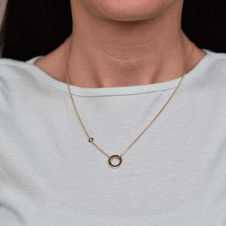 Strieborný kruhový náhrdelník s diamantom Barney 103783