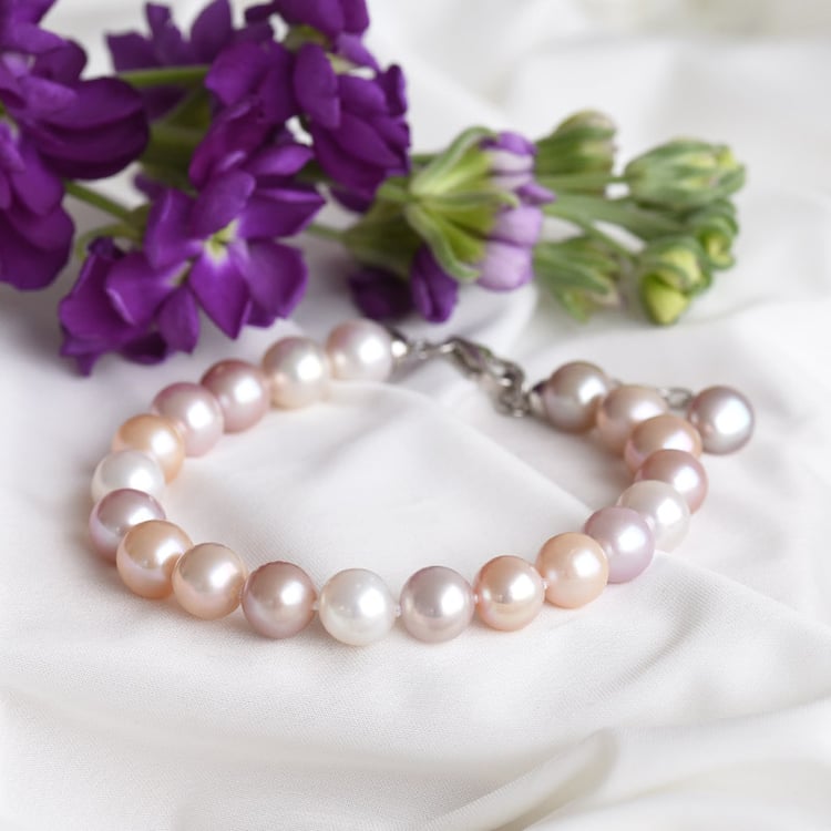 Náramok s barevnými perlami zo striebra 83681