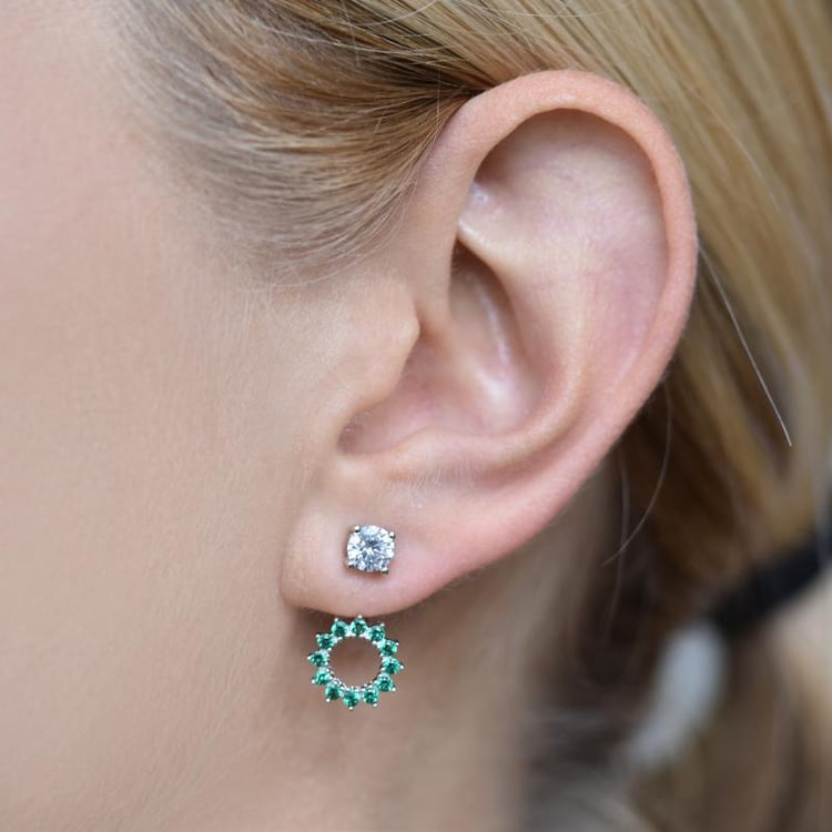 Smaragdové strieborné náušnice 20543