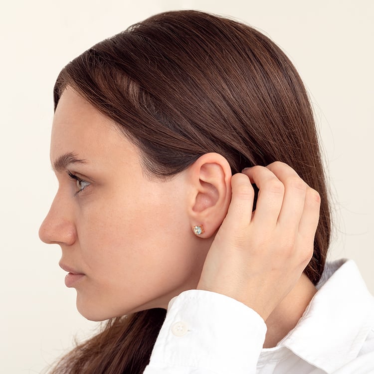 Zlaté náušnice s cushion akvamarínmi Chelsyna 129209