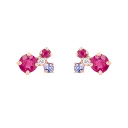 Cluster náušnice s turmalínom, tanzanitom, rubínom a diamantom Kerrie