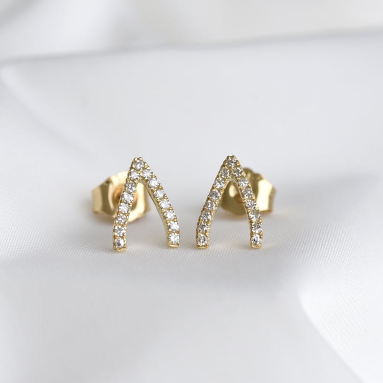 Strieborné náušnice s lab-grown diamantmi Wishbone 104198