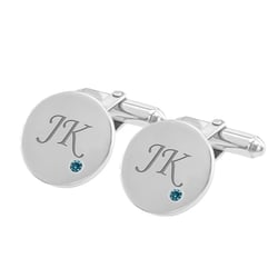 Manžetové gombíky zo striebra s gravírom a modrými diamanty Ozara
