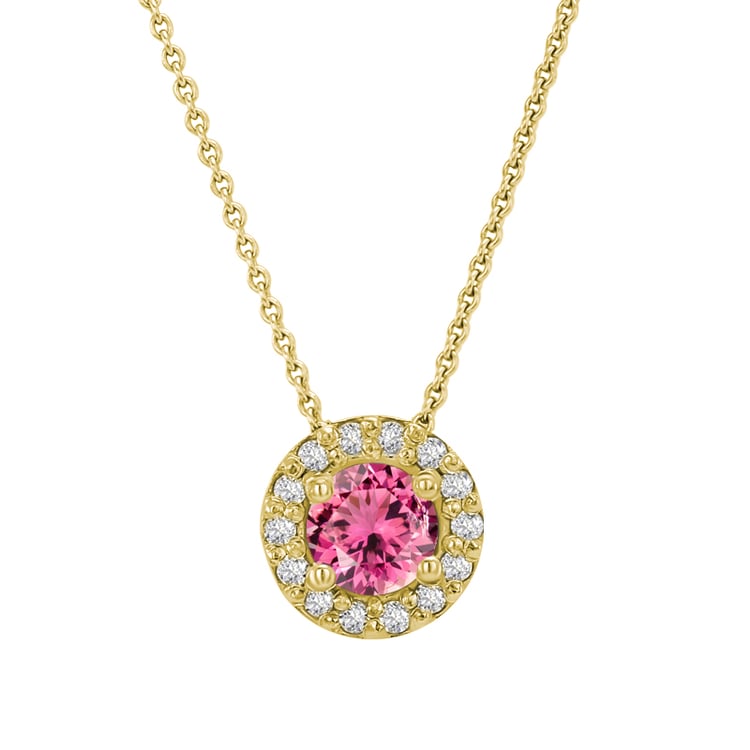 Zlatý náhrdelník v halo štýle s turmalínom a diamantmi 32263