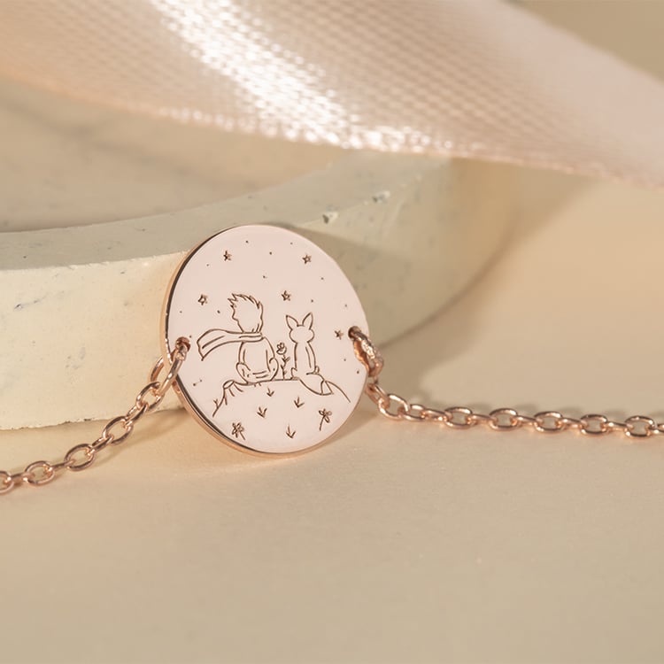 Náramok Malý princ s líškou a gravírom zo striebra 120483