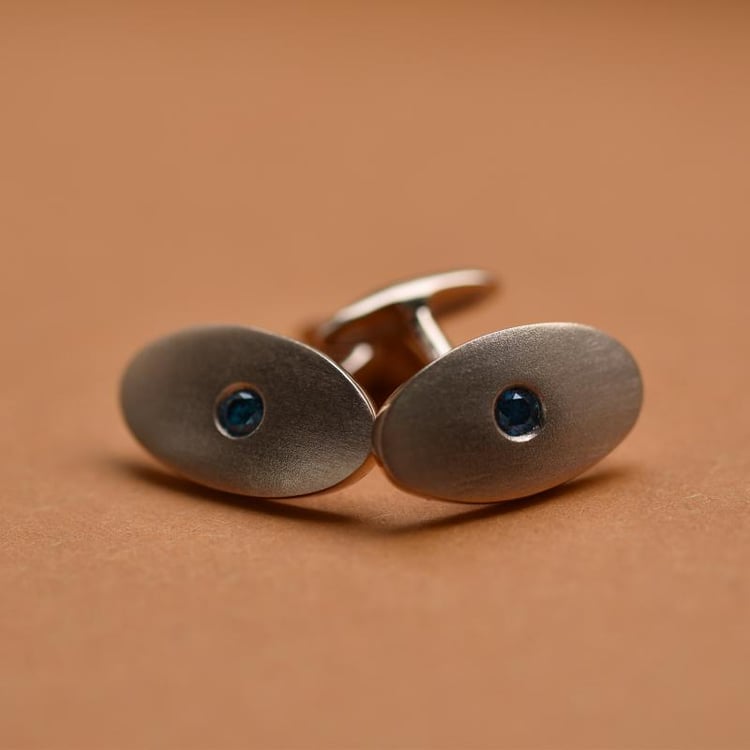 Oválne manžetové gombíky z ružového zlata s diamantmi 9415