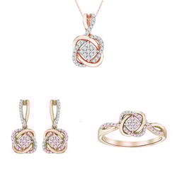 Zlatá kolekcia prepletaných šperkov s diamantmi Emilis