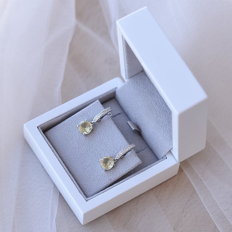 Náušnice s citrónovými topaz a zirkónmi 60169