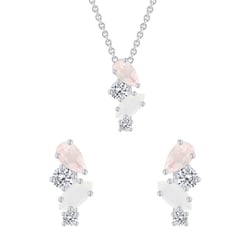 Kolekcia striebroných šperkov s topasom, růženínom a mesačným kameňom Malika