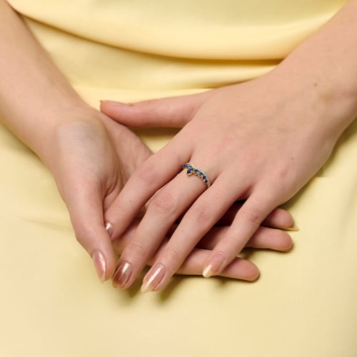 Luxusný zlatý prsteň so zafírmi a lab-grown diamantmi Richa