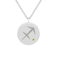 Strieborný prívesok so znamením a olivínom Strelec