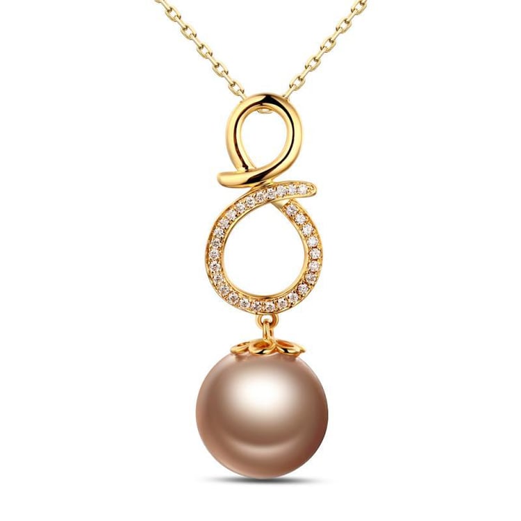 Zlatý náhrdelník s perlou a diamantmi Tava