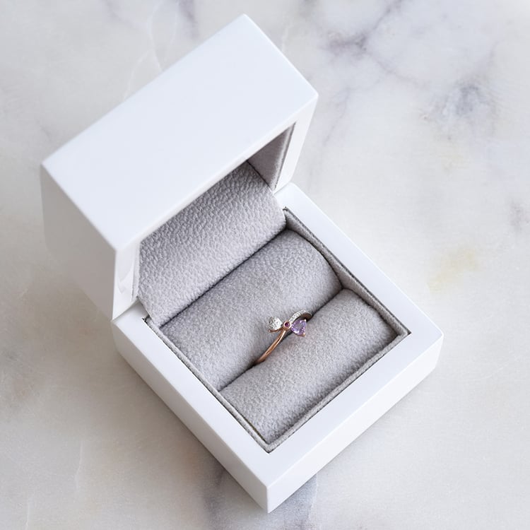 Zlatý prsten s ametystom, zafírom a diamantmi 86740