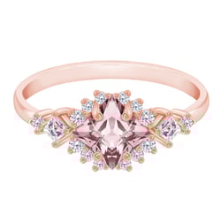 Zlatý prsteň s princess morganitom a moissanitmi Nairne