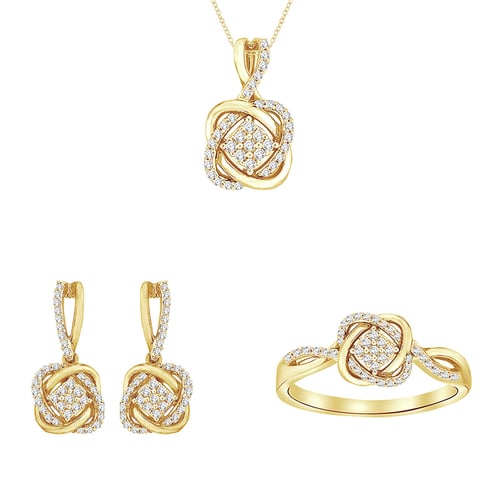 Zlatý set prepletaných šperkov s lab-grown diamantmi Emilis