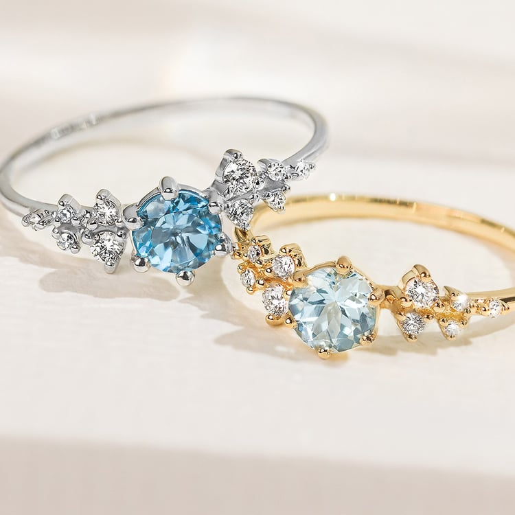 Zásnubný prsteň s akvamarínom a lab-grown diamanty Olha 156691