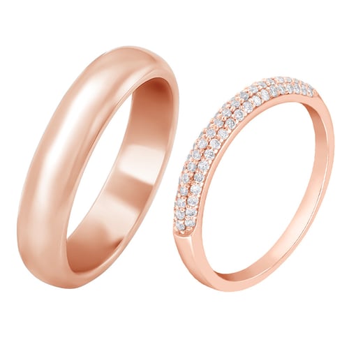 Eternity prsteň s lab-grown diamantmi a pánska pologuľatá prsteň Herlie