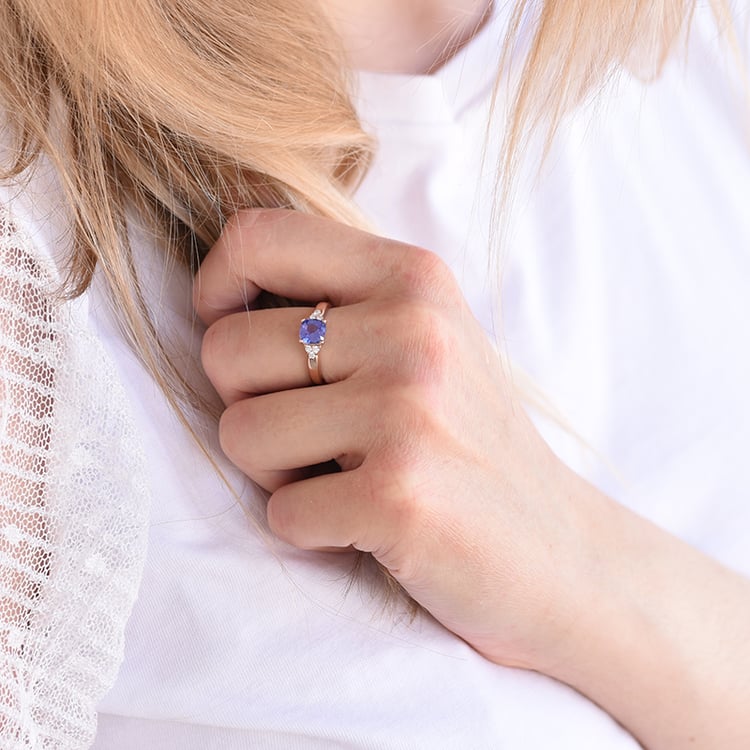 Zlatý prsteň s diamantmi a tanzanit 62039