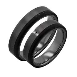 Tantalové snubné prstene s karbónom a diamantmi Brett