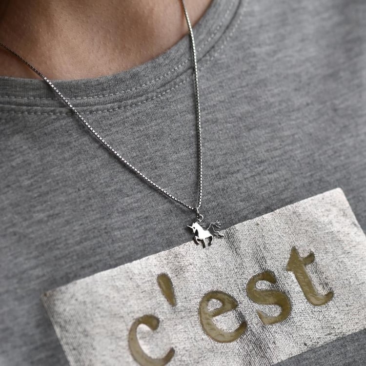 Strieborný náhrdelník s príveskom jednorožca 39654