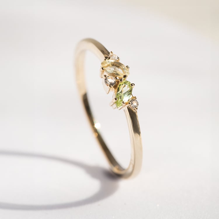 Strieborný cluster prsteň s topazmi, quartzmi a olivíny Verano 142710