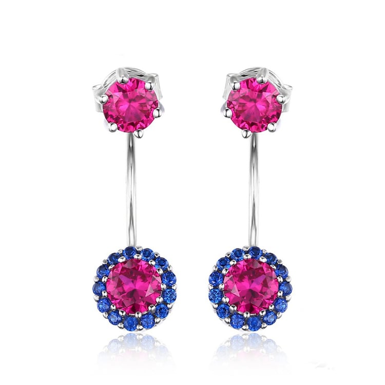 Strieborné náušnice 2 v 1 s rubínmi a spinelmi Eskil