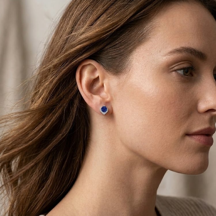 Strieborné zafírové náušnice 166381