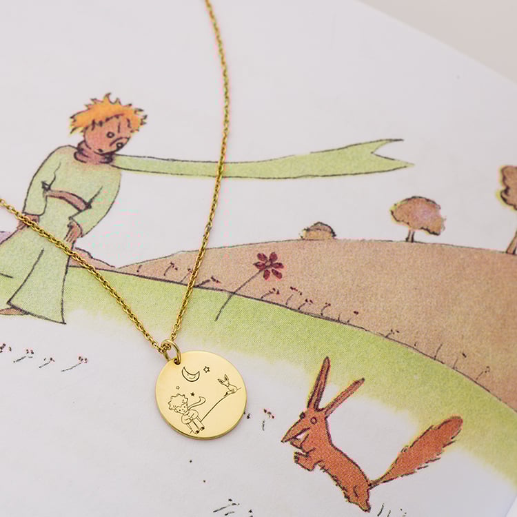 Zlatý prívesok Malý princ s líškou a gravírom 121867