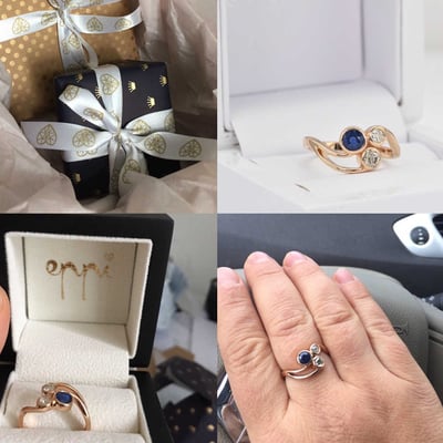 Prsteň so zafírom a diamantmi