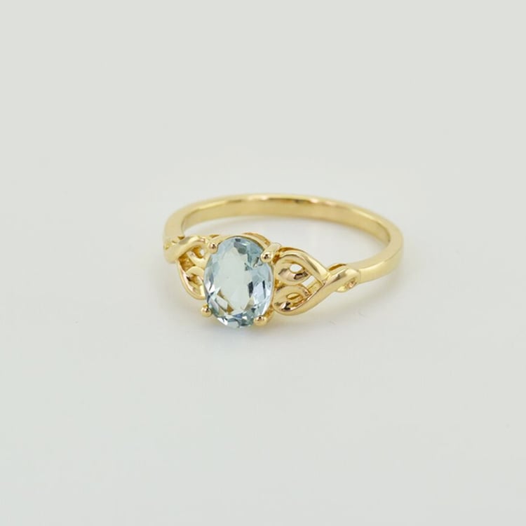 Zlatý akvamarínový prsteň Lionn 40864