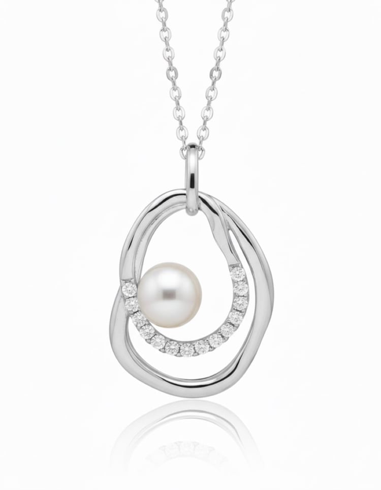 Strieborný perlový prívesok s bielymi topásmi 163825