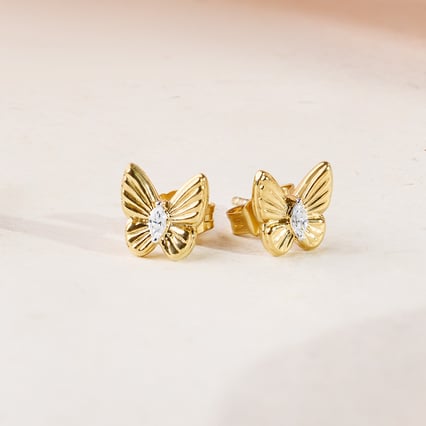 Zlaté náušnice v tvare motýľa s lab-grown diamantmi Anna