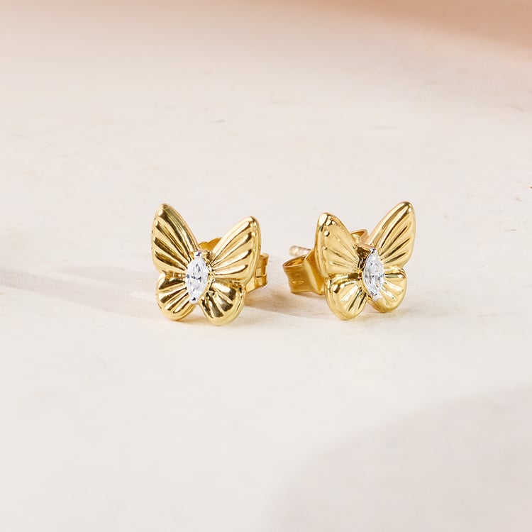 Zlaté náušnice v tvare motýľa s lab-grown diamantmi Anna 163634