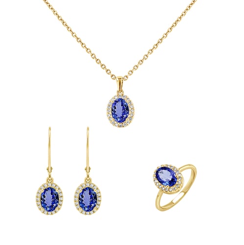 Tanzanitový set kolekcia šperkov s diamantmi Bizot