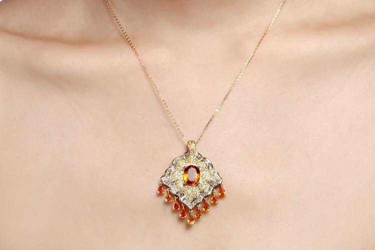 Zafírový náhrdelník zo žltého zlata s diamantmi 5263