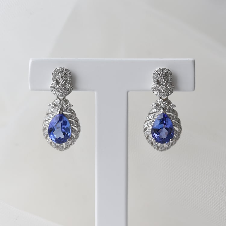 Tanzanitové náušnice z bieleho zlata 62379