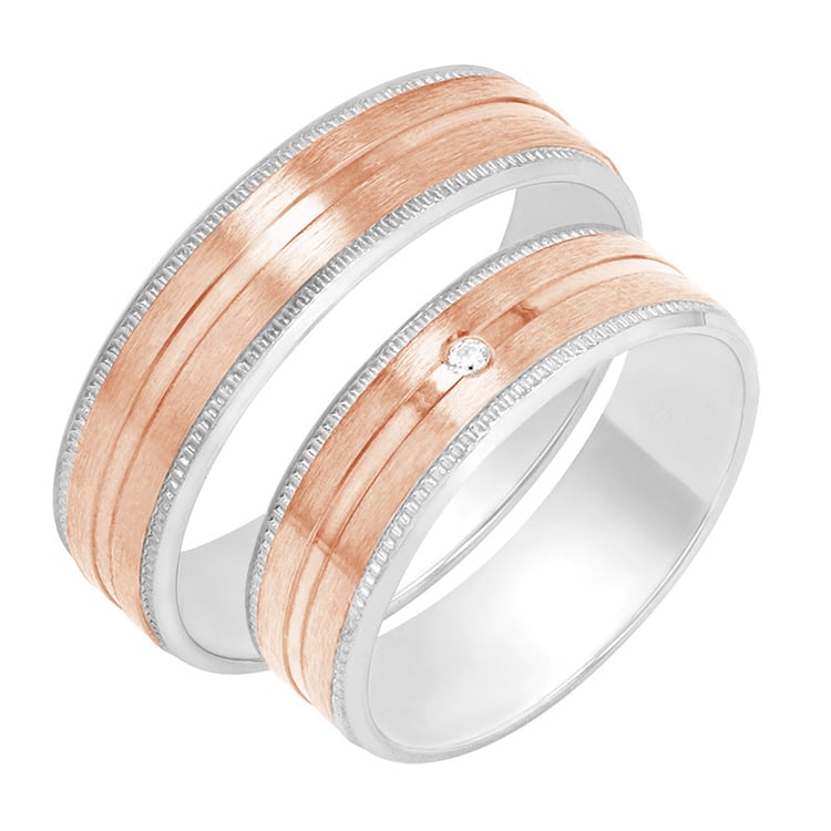 Jemné zlaté snubné prstene s diamantom