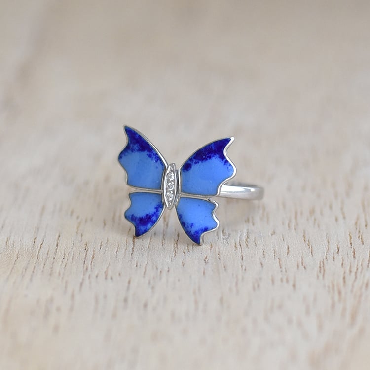 Strieborný prsteň s motýľom 64095