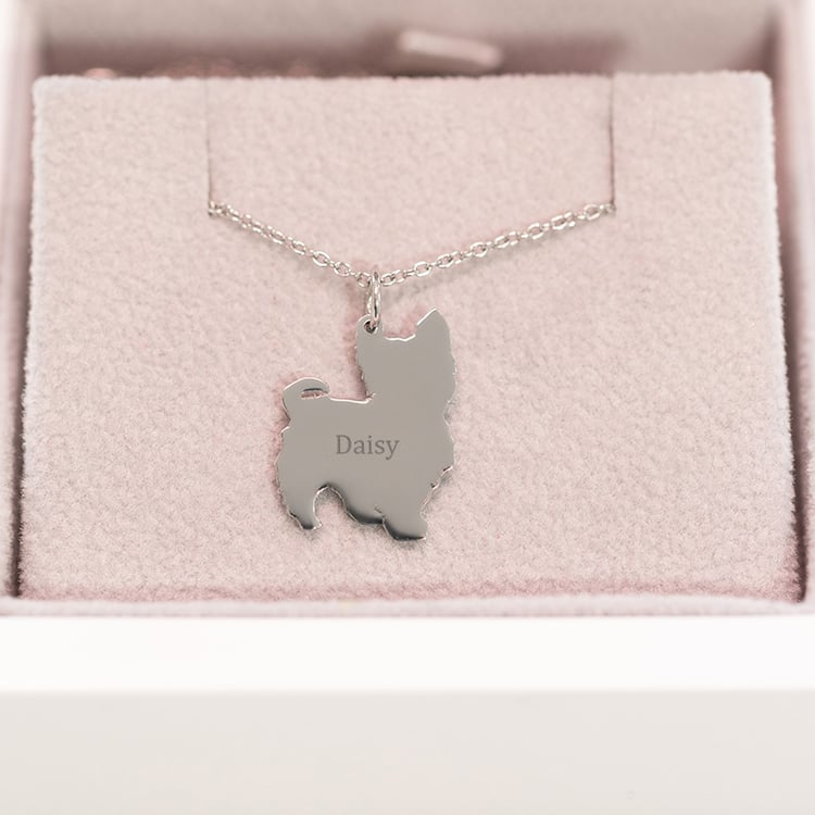 Strieborný prívesok v tvare psa s gravírom Yorkshire 98940