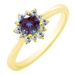 Zásnubný halo prsteň s alexandritom a diamantmi Halima