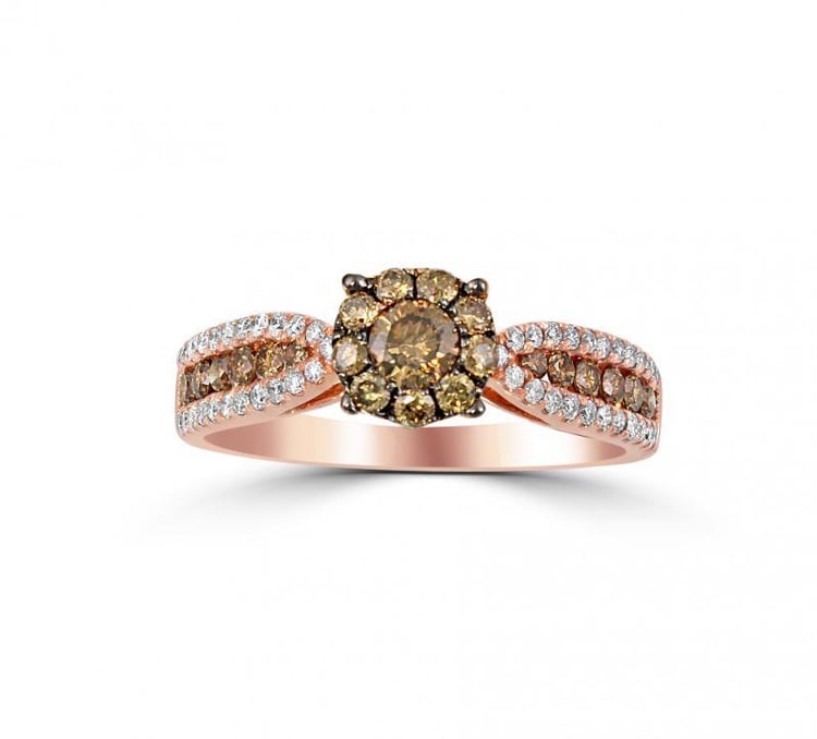 Zlatý prsteň s hnedými diamantmi Minthy 10374