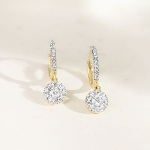 Zlaté kruhové náušnice s 0.13ct prírodným diamantom Madhu