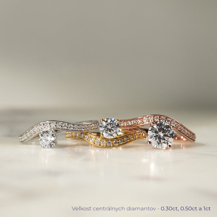 Atypický zásnubný prsteň s lab-grown diamantmi Clea 137554