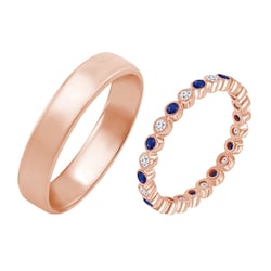 Dámský eternity prsteň s diamantmi a zafírmi a pánský komfortný prsteň Brunela