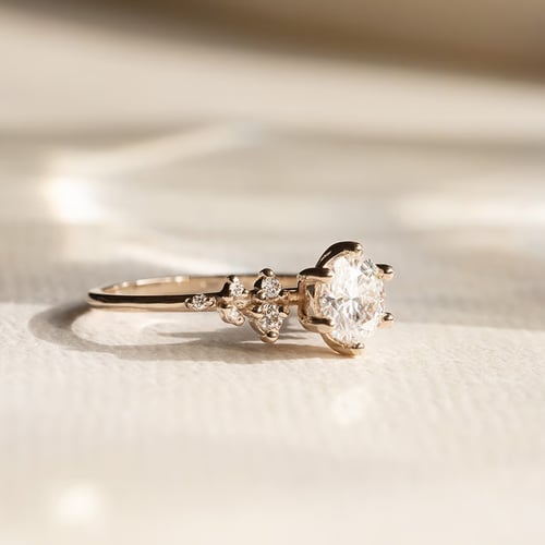 Zásnubný prsteň z orieškového zlata s lab-grown diamantmi Olha