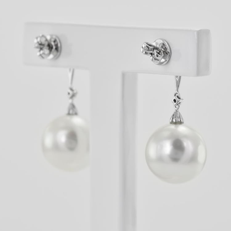 Diamantové náušnice s perlami 13515