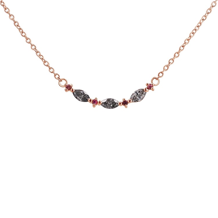 Náhrdelník s marquise salt and pepper diamantmi a turmalínmi Lively